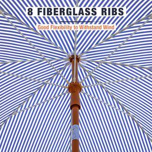 7ft Patio Beach Tassel Umbrella UPF 50+ With Carry Bag