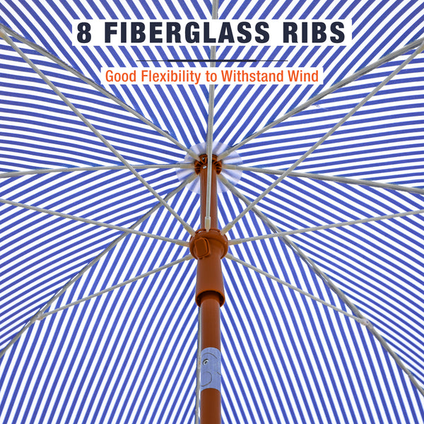 7ft Patio Beach Tassel Umbrella UPF 50+ With Carry Bag