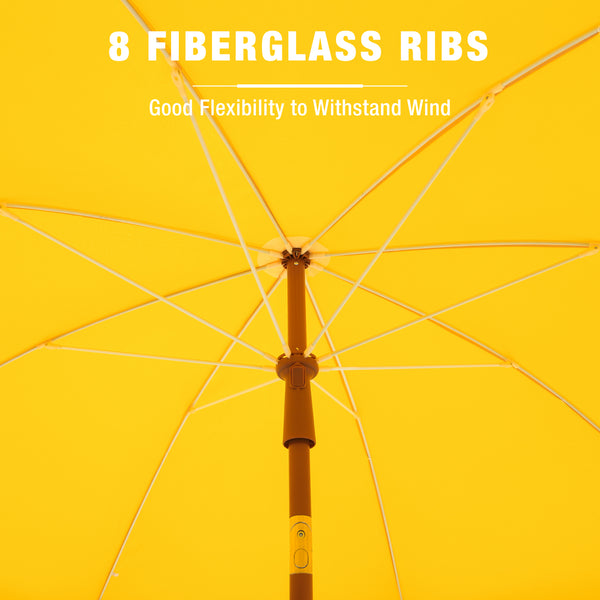 7ft Patio Beach Tassel Umbrella UPF 50+ With Carry Bag