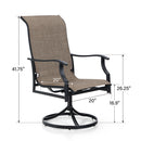 PHI VILLA 5-Piece Patio Dining Set With Round Steel Table & 4 Swivel Padded Textilene  Chairs