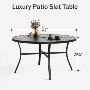 5-Piece Patio Dining Set Steel Round Table & Textilene Swivel Chairs