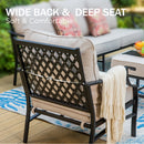 4-Seater Garden Metal Diamond Sofa Set with Fire Pit Table