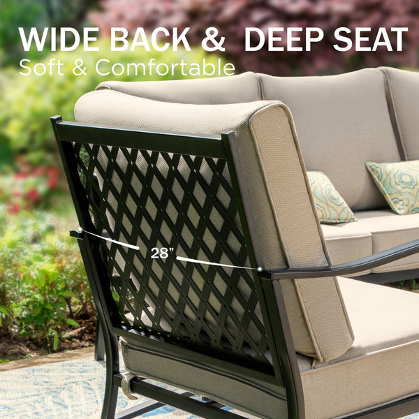 7-Seater Patio Metal Diamond Sofa with Ottomans