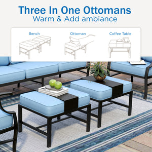 Outdoor Metal Diamond Sofa Set with Fire Pit Table for Sale