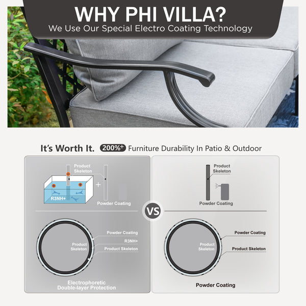 7-Seater Patio Metal Diamond Sofa with Ottomans