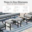 7-Seater Patio Metal Diamond Sofa Set with  Fire Pit Table