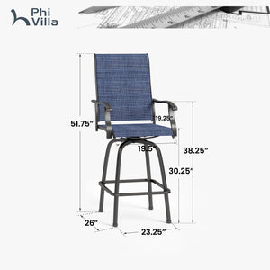 Outdoor Textilene All-Weather Swivel Bar Stools With Arms PHI VILLA