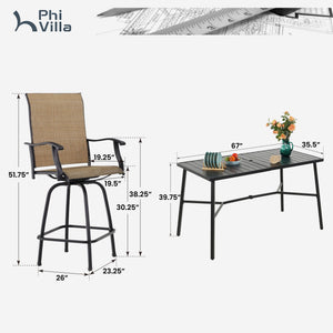 7-Piece Outdoor Bar Stool Set with 6 Seat for Poolside, Graden PH VILLA