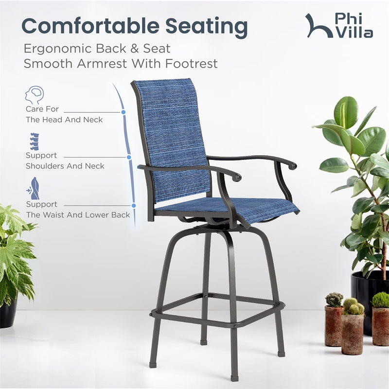 7-Piece Outdoor Bar Stool Set with 6 Seat for Poolside, Graden PH VILLA