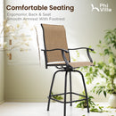 Outdoor Textilene All-Weather Swivel Bar Stools With Arms PHI VILLA