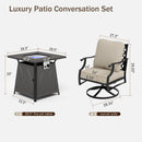 4-Seater Garden Metal Diamond Sofa Set with Fire Pit Table