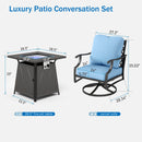 4-Seater Garden Metal Diamond Sofa Set with Fire Pit Table