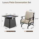 4-Seater Garden Metal Diamond Sofa Set with Fire Pit Table