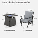 4-Seater Garden Metal Diamond Sofa Set with Fire Pit Table