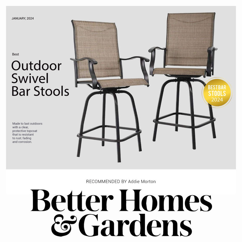 Outdoor Textilene All-Weather Swivel Bar Stools With Arms PHI VILLA