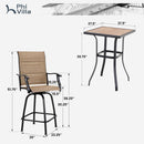 3/5-Piece Patio Bistro Set of Textilene Swivel Bar Stools PHI VILLA