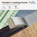 Phi Villa 3-Pcs Patio High Bar Set-Textilene Swivel Stools & Sea Stone Tabletop Design