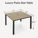 PHI VILLA 5-Piece Outdoor Dining Set 4 Fixed Stackable Chairs and Steel Square Table