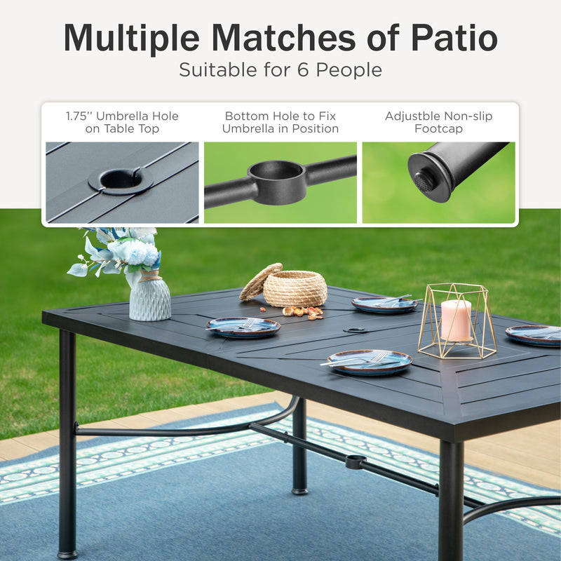 Phi Villa Outdoor Metal Rectangle Dining Table