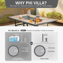 Phi Villa Wood-Look Rectangle Patio Dining Table with Umbrella Hole