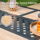 Phi Villa Wood-Look Rectangle Patio Dining Table with Umbrella Hole