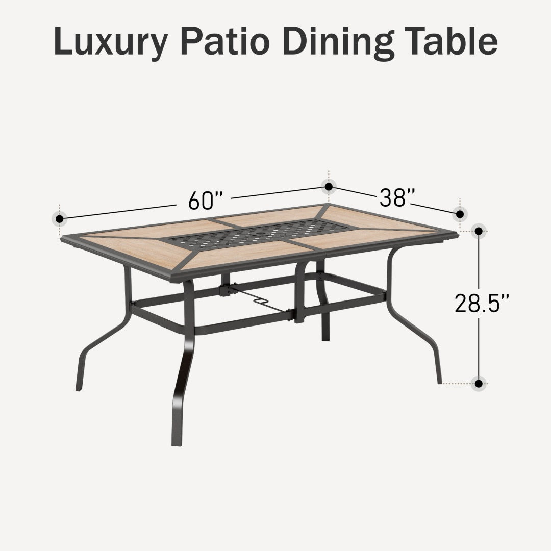 lowes patio table and umbrella Phi Villa Wood-Look Rectangle Patio Dining Table with Umbrella Hole