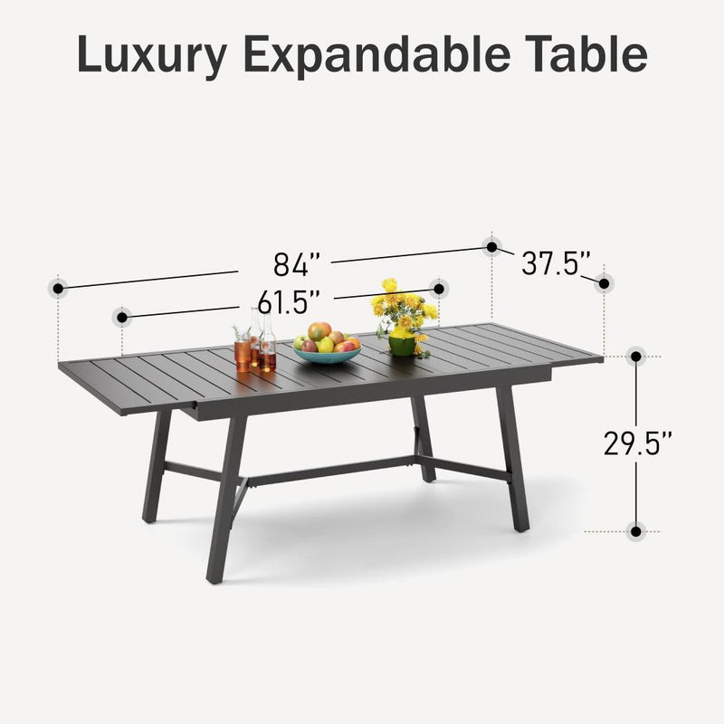 Phi Villa 7-Piece / 9-Piece Patio Dining Set Fixed Stackable Chairs & Extendable Table