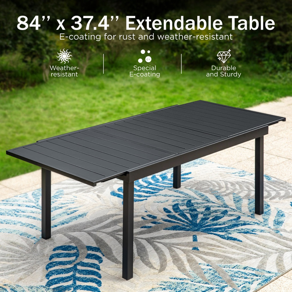 7/9-Piece Patio Dining Set with Extendable Table & High-back Padded Chairs-Phi Villa