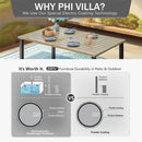 PHI VILLA Patio Wood-Like Rectangle Steel Dining Table