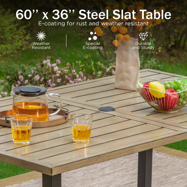 Coco 7-Pcs Outdoor Dining Set with Wood-like Table