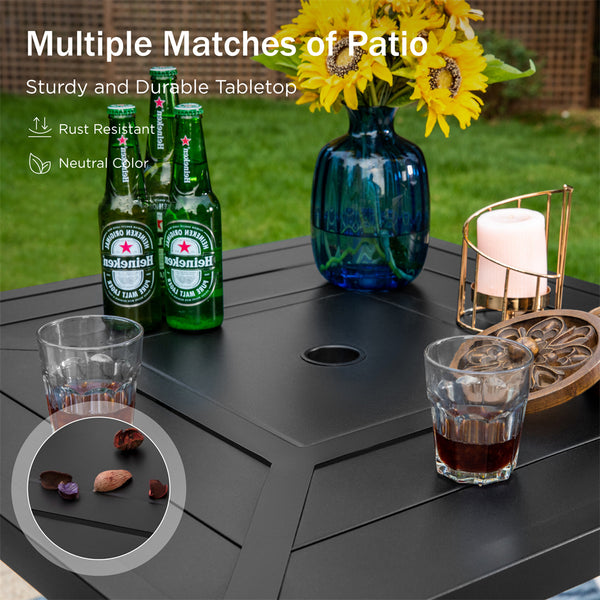 PHI VILLA 3-Piece Patio Bar Set with 2 Swivel Rattan Bar Stools &  1 Square Table