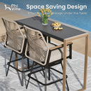 Phi Villa 3-Pcs Patio High Bar Set-Textilene Swivel Stools & Sea Stone Tabletop Design