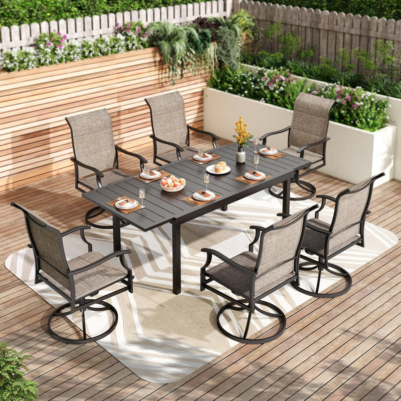 7/9-Piece Patio Dining Set with Extendable Table & High-back Padded Chairs PHI VILLA