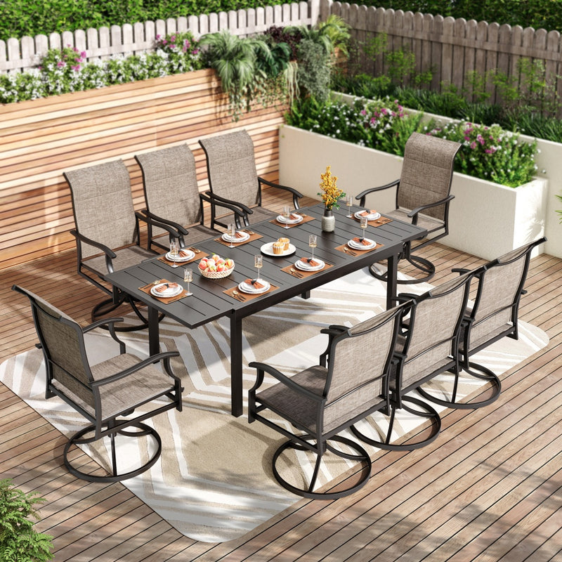 7/9-Piece Patio Dining Set with Extendable Table & High-back Padded Chairs PHI VILLA