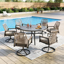 Mirage 5/7-Piece Patio Dining Set with Patterned Round Table & Stylish Rattan Rope Chairs-Phi Villa