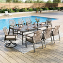 Mirage 9-Pcs Patio Dining Set with Stylish Rattan Rope Chairs & Long Table for 8