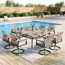 Phi Villa Mirage 9-Pcs Patio Dining Set with Farmhouse Enlarged Square Table