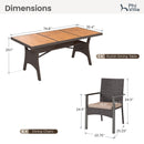 Phi Villa Rustic Wood-Rattan Dining Set for Outdoor