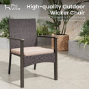 Phi Villa Rustic Wood-Rattan Dining Set for Outdoor