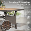 Phi Villa Rustic Wood-Rattan Dining Set for Outdoor