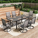 PHI VILLA 7/9-Piece Patio Dining Set with Embossed Adjustable Table & Textilene Swivel Chairs