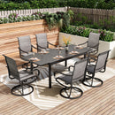 PHI VILLA 7/9-Piece Patio Dining Set with Embossed Adjustable Table & Textilene Swivel Chairs