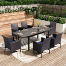 Phi Villa 7-Piece/9-Piece Patio Dining Set Adjustable Table and Rattan Cushioned Chairs