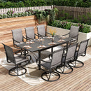 PHI VILLA 7/9-Piece Patio Dining Set with Embossed Adjustable Table & Textilene Swivel Chairs
