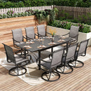 PHI VILLA 7/9-Piece Patio Dining Set with Embossed Adjustable Table & Textilene Swivel Chairs