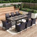 Phi Villa 7-Piece/9-Piece Patio Dining Set Adjustable Table and Rattan Cushioned Chairs