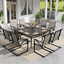 9-Pcs Patio Dining Set with Textilene C-spring Chair-Phi Villa