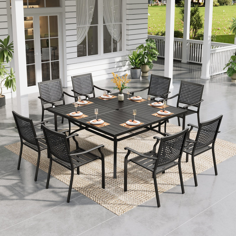 9-Piece Patio Dining Set with 60" Large Square Table for Garden, Big Family Phi Villa