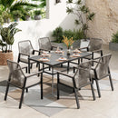 Mirage 7-Piece Patio Dining Set with Stylish Rattan Rope Chairs-Phi Villa