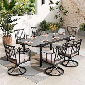 Linea 7-Piece/9-Piece Patio Dining Set with Extendable Table & Swivel Chairs